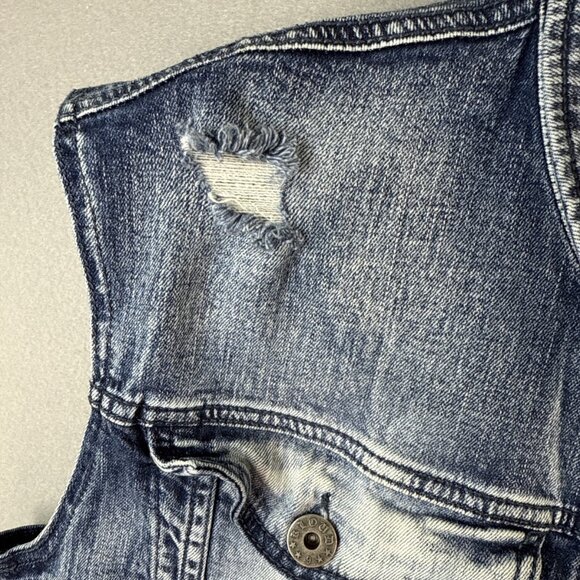 KLOUD9 Jeans Vest Mens Size XL Patchwork Embroidered Biker Rocker Acid Wash Y2K - Picture 5 of 13